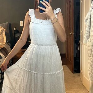 Old Navy White Ruffled Midi Dress
